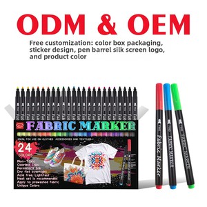 Pennarello Colorato Permanente per <span class=keywords><strong>Tessuti</strong></span> <span class=keywords><strong>con</strong></span> 24 Colori, Penna Tessile Non Sbiadente e Non Lavabile per Pittura a Mano Fai-da-Te - Product Image 1