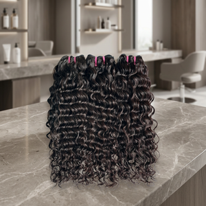 Cabello Rizado Indio de Primera Calidad de 18 Pulgadas, 100% Virgen Sin Procesar, Cabello Rizado Indio Natural del Templo del Sur de la India para Venta al Por Mayor - Product Image 1