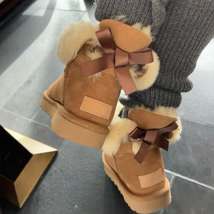 פופולרי אגדס שלג באיכות העליון פופולרי מגפי שלג נעלי פרווה חמים מאפין תחתון עקב נעליים ללא העקב-נעלי נשים מגפי חורף - Product Image 1