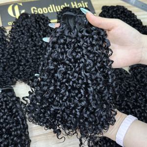 Cheveux brésiliens bruts Pixie Curl, qualité 15A, cheveux humains Remy, mèches super double <span class=keywords><strong>trame</strong></span>, cheveux vierges, cuticules alignées - Product Image 2