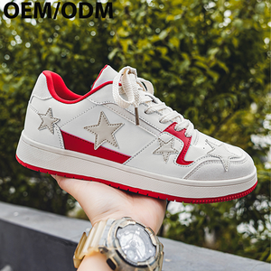 Nuove Sneakers da Skateboard 2026 in Vera Pelle Traspirante, Bianche con Stelle Argentate e Glitter Dorato - Product Image 3