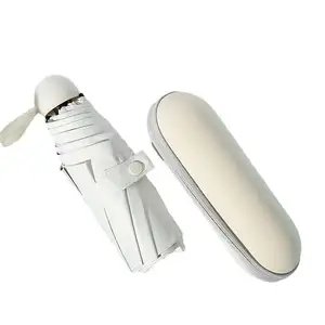 Guarda-sol portátil dobrável de fábrica 5 cápsulas de bolso 8K com proteção UV cor arco-íris guarda-chuva portátil com controle manual