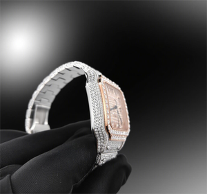 Reloj de Lujo para Hombre con Moissanita VVS de Alta Gama, Correa Cuadrada de Acero Inoxidable, Estilo Hip Hop, con Incrustaciones de Diamantes, para Pantalla Analógica - Product Image 2