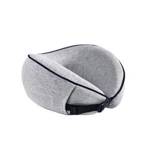 Almohada de Viaje en Forma de U de Espuma Viscoelástica Gris Azul Marino, Soporte para el Cuello para Avión, Protección Cervical - Product Image 1