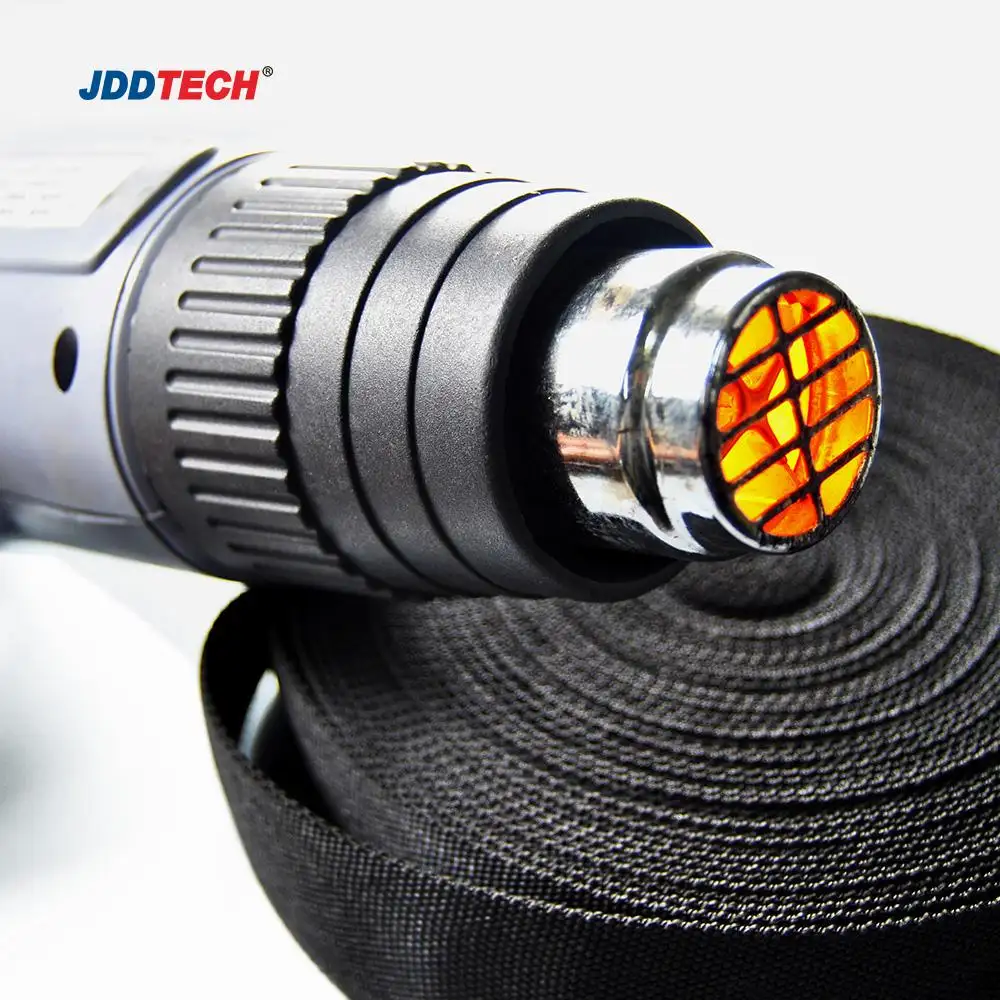 JDD manufactured 2:1 heat shrinkable braided sleeving fabric heat sleeve customized with logo