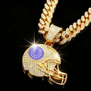 Collar con Colgante de los Indianapolis Colts, Directo de Fábrica, con Cristales de Zirconia, Cadena Cubana, Joyería Deportiva - Product Image 5