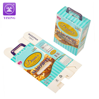 Boîte à biscuits en papier écologique, boîte d'emballage pour collations, impression personnalisée, boîte d'emballage pour bonbons, céréales avec poignée et fenêtre