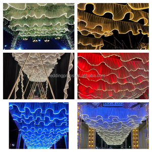 ستارة سقف فاخرة لحفلات الزفاف من قطعة مركزية بيضاء ليد لحفلات الزفاف ستارة سقف شيفون للتعليق على المسرح - Product Image 6