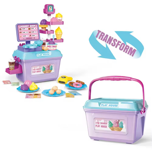 <span class=keywords><strong>Juguete</strong></span> 2 en 1 Transformable de Tienda de Postres y Supermercado, Estuche Portátil, Juego de Roles con <span class=keywords><strong>Caja</strong></span> <span class=keywords><strong>Registradora</strong></span> para Niñas - Product Image 1