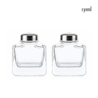 Lot de salières en verre à fond épais de 4 oz avec couvercle en acier inoxydable, pots à poivre transparents, ustensiles de cuisine OEM – Vente en gros