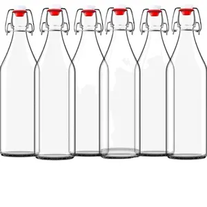 16Oz Klassieke Swing Glazen Fles Transparante Fles Met Deksel Voor Sap Water Commscope Thee Wijn Bier Brouwen Kefir Melk Advocaat