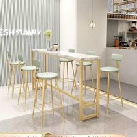 Ensemble moderne de table et chaises de bar à plateau en marbre - Mobilier en métal durable pour bar à domicile, hôtel et café-lounge