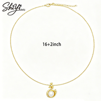 Collar con Colgante de Cisne, Chapado en Oro de 18K, Resistente al Deslustre, con Perla de Imitación, Cadena Delicada, Joyería Shiyi SY