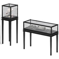 Vitrine de bijoux de luxe en acier inoxydable laqué, or, argent, diamant, jade, vitrine, compteur