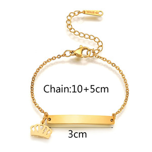 Bracelet pour enfants en acier inoxydable doré, gravure personnalisée <span class=keywords><strong>de</strong></span> <span class=keywords><strong>nom</strong></span>, personnalisable, pendentif en forme <span class=keywords><strong>de</strong></span> cœur, couronne, papillon, bracelets pour bébés - Product Image 6