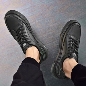 Chaussures pour hommes, nouvelle collection automne, respirantes, à semelle souple, style britannique, couleur unie blanche, baskets décontractées pour jeunes, pour l'extérieur - Product Image 4