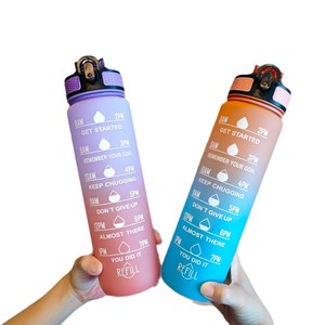 Cross Border Space Cup Duckbill Straw Plastic Gradient Travel Mug 1000ml Fitness Sports Frosted 13 Colors - Product Image 5