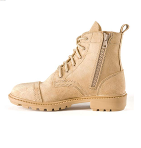 Bottes de combat unisexes en cuir pleine fleur de 7 pouces avec fermeture éclair latérale, couleur beige kaki désert de haute qualité - TSA14-1 - Product Image 4