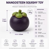 Jouet Squishy Mangoustan à Rebond Lent en TPR, Jouet Anti-Stress à Presser, Jouet Sensoriel de Bureau en Forme de Fruit pour Enfants et Adultes