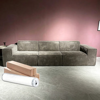 Canapé modulaire en velours côtelé gris foncé, compressé sous vide, sans cadre, canapé en tissu lavable expédié en boîte pour petit appartement