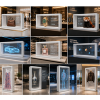 Vitrine interactive 3D sur pied avec écran transparent pour publicité, présentoir mobile d'intérieur pour musées, centres commerciaux et expositions