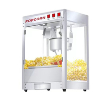 Machine à Popcorn Commerciale Robuste avec Verre Trempé et Cuve Antiadhésive Rouge Vintage