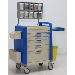 EM-ET088 의료 핫 세일 ABS 플라스틱 서랍 알루미늄 합금 기둥 비상 트롤리 플로트 - Product Image 1