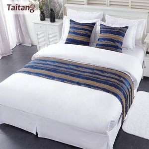 Taitang Hôtel 5 étoiles Fournisseur unique Literie de luxe en coton Linge de lit <span class=keywords><strong>blanc</strong></span> <span class=keywords><strong>Drap</strong></span> de lit - Product Image 1