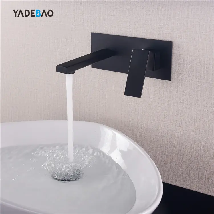 Modern Hotel Lavatory Bathroom Accessories Single Handle Mixer Taps Matt Black Concealed Basin Water