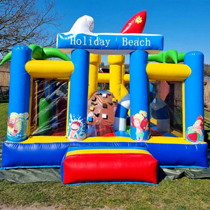 Castillo inflable comercial para fiestas infantiles, brincolín inflable para vacaciones en la playa, castillo hinchable con tobogán. - Product Image 1