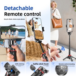 Mini trépied portable F07 avec télécommande pour photographie mobile - Perche à selfie à quatre pieds avec bouton de zoom - Product Image 3