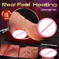 Dildo vibrant chauffant télescopique incurvé réaliste avec ventouse puissante, rechargeable par USB, télécommande, étanche IPX7
