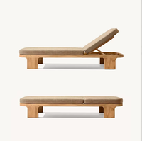 Coussins de chaise longue d'extérieur en teck pour la maison - Chaise longue moderne pour villa, jardin, piscine, terrasse privée, club de vacances, loisirs