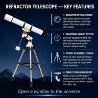 BIJIA90080 Télescope astronomique HD haute puissance pour l'observation des étoiles, adapté aux adultes et aux enfants, utilisation en extérieur