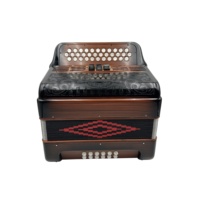 SEASOUND Accordéon Diatonique Professionnel 34 Boutons 12 Basses 3 Registres Corps en Bois Flammé Portable JB3412C Noir Grille Blanche