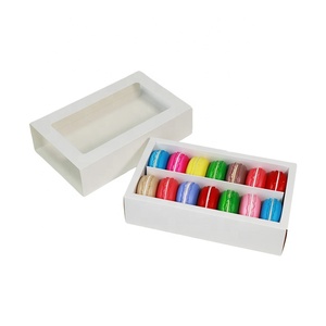 Petit tiroir en <span class=keywords><strong>carton</strong></span> de qualité <span class=keywords><strong>alimentaire</strong></span>, pièces, boîte-cadeau avec fenêtre transparente pour macarons cuits, vente en gros - Product Image 5