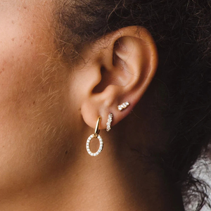 CANNER Boucles d'oreilles créoles Huggies classiques simples plaquées or 18 carats, hypoallergéniques, 100 % argent sterling S925, zircone 5A - Product Image 6