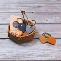 Porte-clés en cuir en forme d'amour anti-perdu fait à la main de haute qualité étiquette personnalisée créative pour porte-clés porte-clés