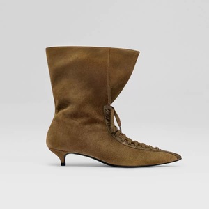 Botas de Encaje Retro Personalizadas <span class=keywords><strong>para</strong></span> Otoño/Invierno, Botas de Tacón Bajo con Punta Puntiaguda, Botas de Tobillo Occidentales de Corte Ancho <span class=keywords><strong>para</strong></span> <span class=keywords><strong>Mujer</strong></span> - Product Image 4