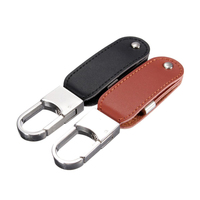 Memoria USB de Cuero con Logotipo Personalizado, Unidad Flash de 8GB 16GB 32GB 64GB, Llavero Metálico, Pendrive, Regalo Promocional Empresarial