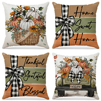 Housse de coussin décorative YINUAN pour l'automne et Thanksgiving, motif citrouille, camion de récolte, à carreaux, avec fermeture éclair