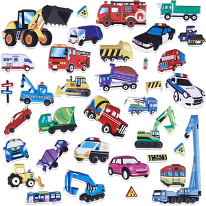 Pegatinas de Vehículos con Dibujos Animados en Relieve, Resistentes a los Rayos UV y al Agua, para Niños Pequeños, Paquete de Pegatinas 3D Reutilizables para Automóviles, Camiones de Construcción y Excavadoras para Niños - Product Image 1