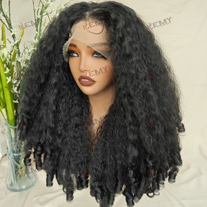 <span class=keywords><strong>Parrucca</strong></span> Sintetica Premium KEMY HAIR con Frontale in Pizzo, Ricci Afro Kinky, Fibra Resistente alle Alte Temperature, Parrucche Intrecciate Sintetiche per Donne di Colore - Product Image 4