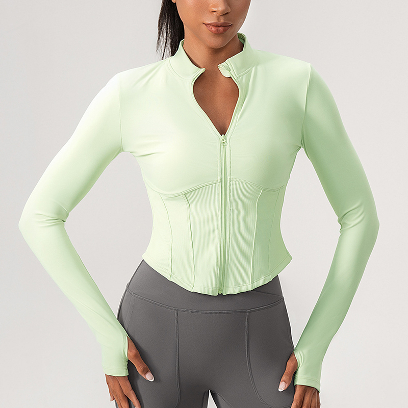 Hight Quality Stand Collar Zipper Windproof Slim Fit Quick Dry Thermal Top for Sports Running Yoga Women's Jacket