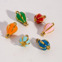 Pendentif ballon plaqué or 18 carats avec zircone cubique, breloques ballon à air chaud en émail coloré pour la fabrication de bijoux