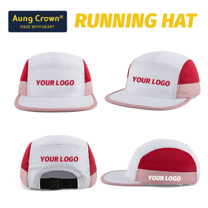Gorra <span class=keywords><strong>de</strong></span> running <span class=keywords><strong>de</strong></span> 5 paneles con logotipo reflectante personalizable al por mayor, transpirable, con ribete suave, que absorbe la humedad y tela antidesgarro, ideal para senderismo. - Product Image 2