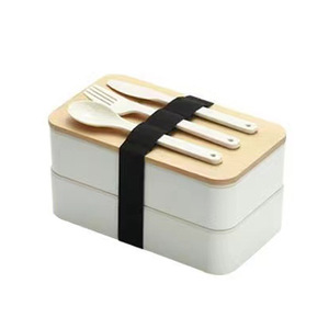 Large Capacity BPA-Free Bento Lunch Box Set with Bamboo Lid and Wheat Straw <strong>Plastic</strong> Dishwasher Safe Offset <strong>Printing</strong> - Product Image 5