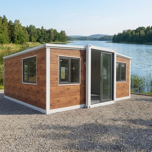 Maison conteneur extensible 20 pieds OEM ODM, isolée, préfabriquée, petite cabane pour complexe balnéaire en <span class=keywords><strong>bord</strong></span> de <span class=keywords><strong>lac</strong></span>, villa de vacances, hébergement touristique - Product Image 1