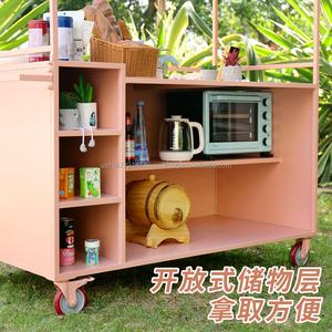 Outdoor Dining Handcart Mobile <b>Night</b> Market <b>Stand</b> Snack Cart Iron Shopping Booth Street Vending Trolley Commercial Juice Stall - Product Image 6