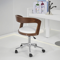 Chaise de bureau pivotante moderne pour cadres, structure en contreplaqué érable/noyer, revêtement en cuir PU/tissu, hauteur réglable, base en fer, pour la maison/le bureau